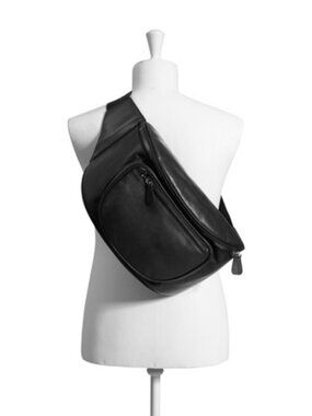 MAISON MARGIELA H&M BLACK LEATHER OVERSIZED FANNY PACK